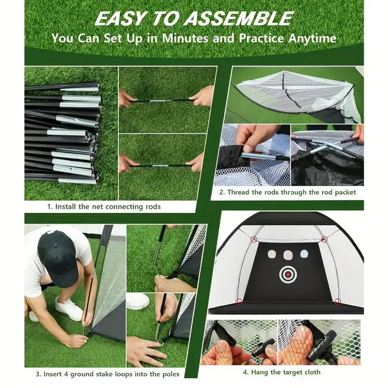 

Indoor Essential Old-Style Golf Training Aids Practice Net with Cut Rod Strike Cage Golf Training Supplies