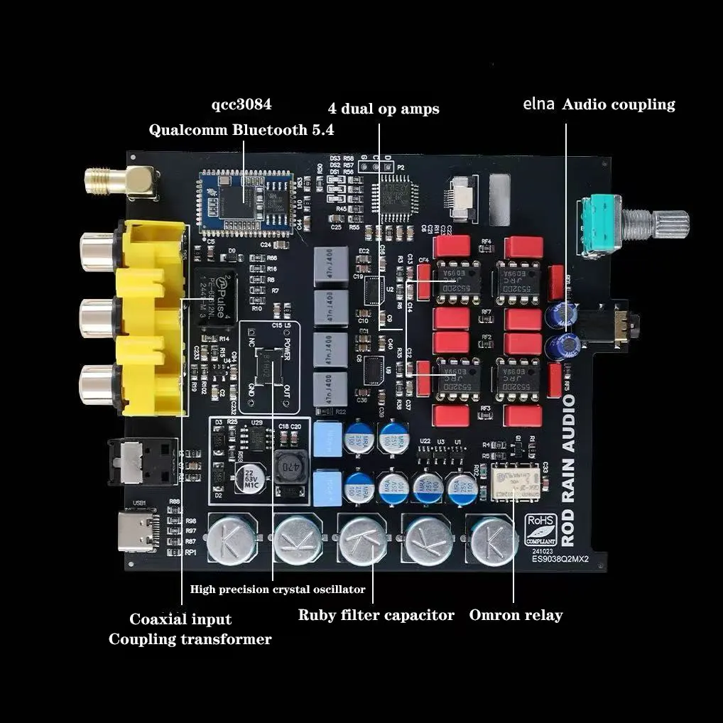 Luodeyu B2 Dual ES9038Q2M Qualcomm Bluetooth 5.4 Приемник-декодер USB Звуковая карта без потерь LDAC