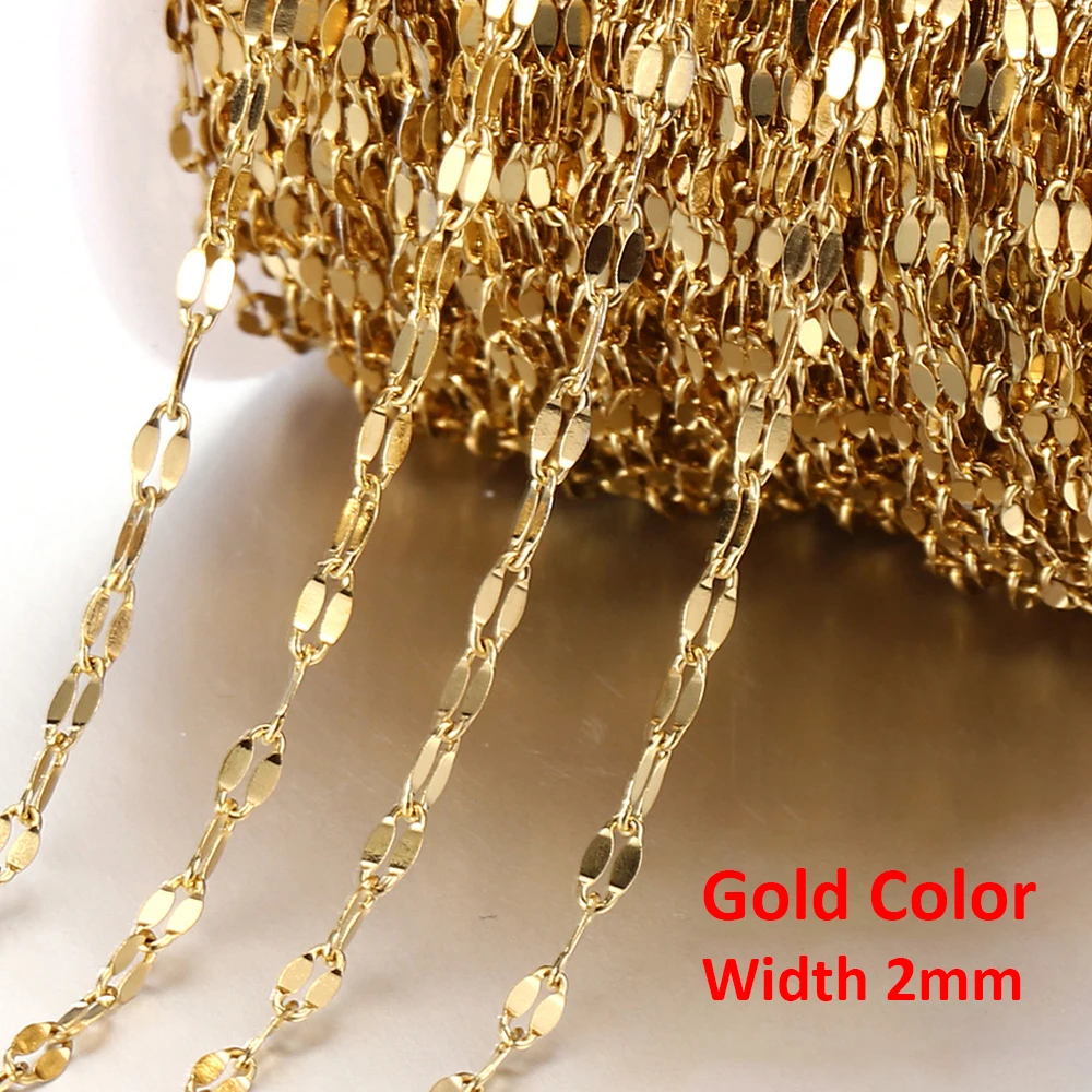 Kein Verblassen, 2 Meter Edelstahlketten für die Schmuckherstellung, DIY-Halskette, Armband, Zubehör, Goldkette, Lippen, Perlen, Perlenkette