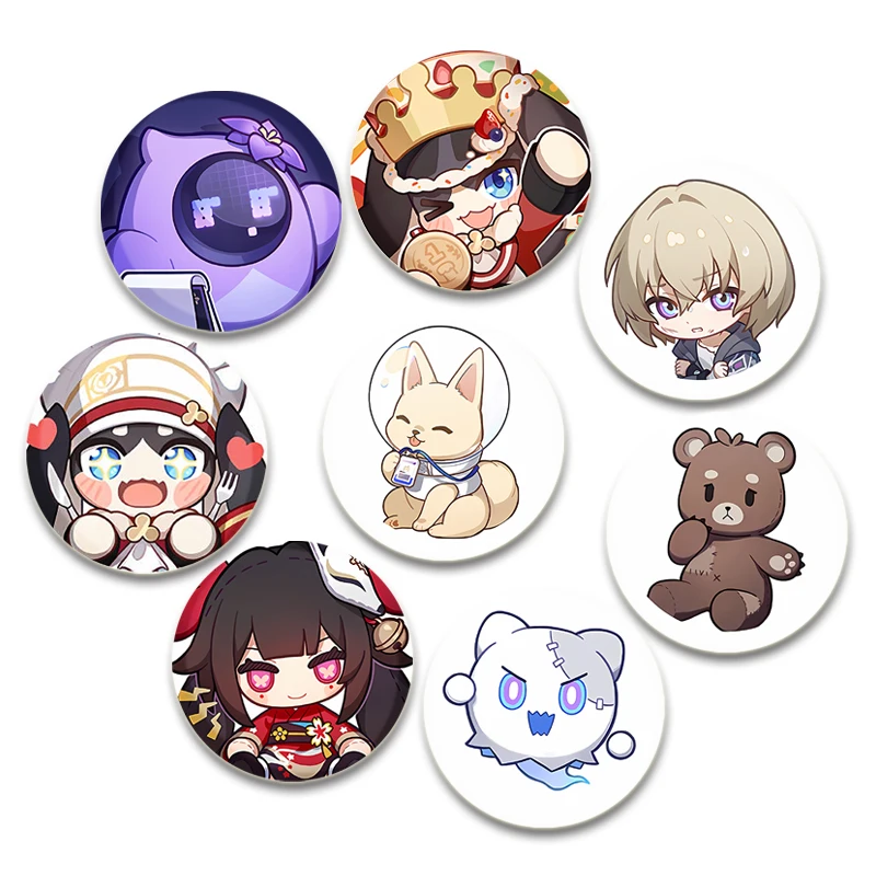 Hot Game Anime Honkai Star Rail Round Pins Stelle Caelus Dan Heng Himeko Cartoon Brooches Badge Jewelry Handmade Gift Accessorie