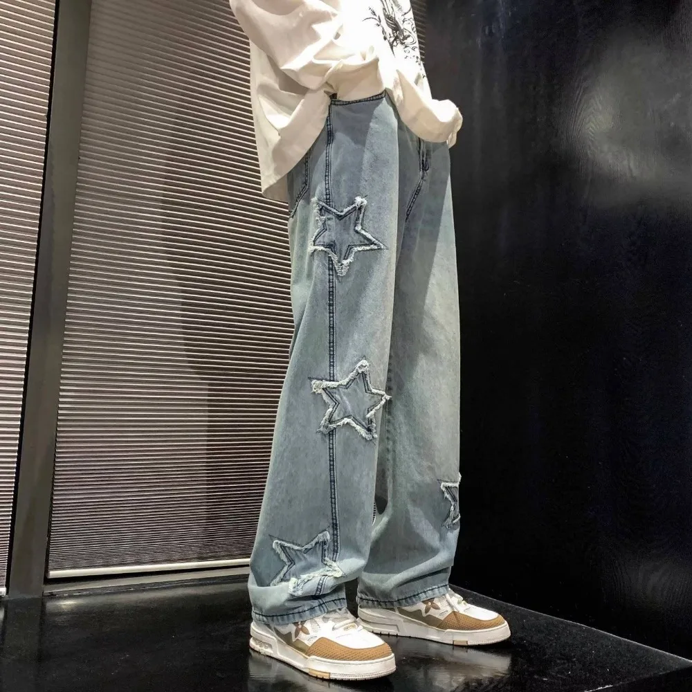 Men\'s Denim Trousers Casual Jeans for Men Baggy Loose Streetwear Men Pants Star graphic Y2K Harajuku Fashion