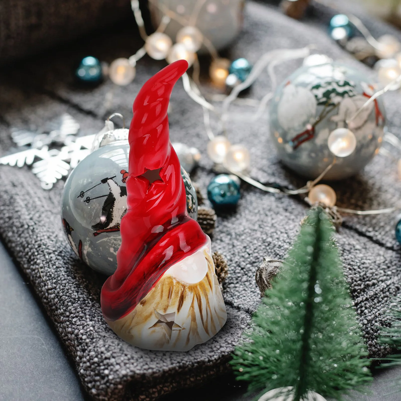 

1Pcs Ceramic Small Xmas Ornament Retro Luminous Christmas Decor Desktop Adornment Party Decoration Festive Tabletop Decor