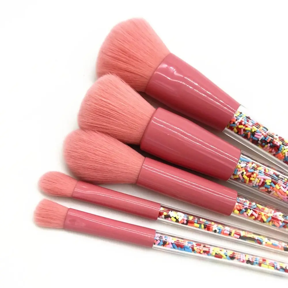 Fluffy Makeup Brushes Set Soft Hair Kabuki Brush Granular handle makeup brush Goat Hair candy color Eye Shadow Brush Women