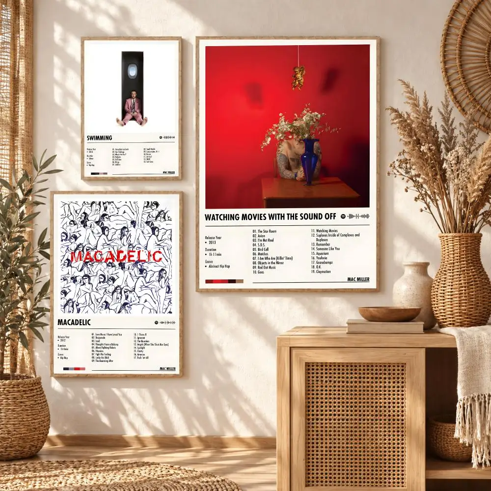 Hip Hop Singer M-Mac Miller Album Poster Premium Modern Waterproof Wall Art Pictures for Bedroom Living Room Bar Decor