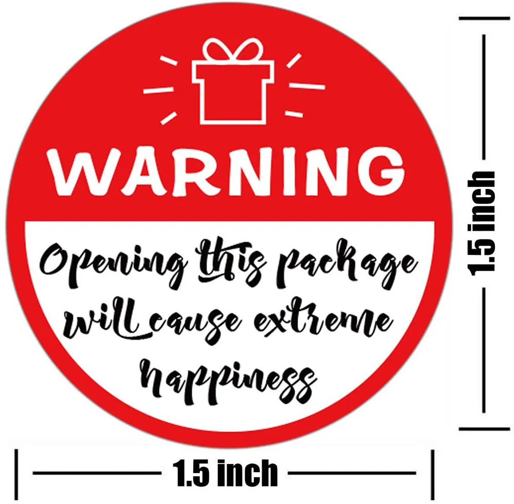 500Pcs/roll Black White Adorable Warning Sticker Labels Extreme Happiness Labels for Business Gift Wrapping Decoration