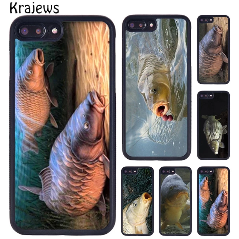 Krajews Basic Carp Fishing Phone Case For iPhone 16 15 14 X XR XS 11 12 mini 13 Pro MAX Plus cover shell coque