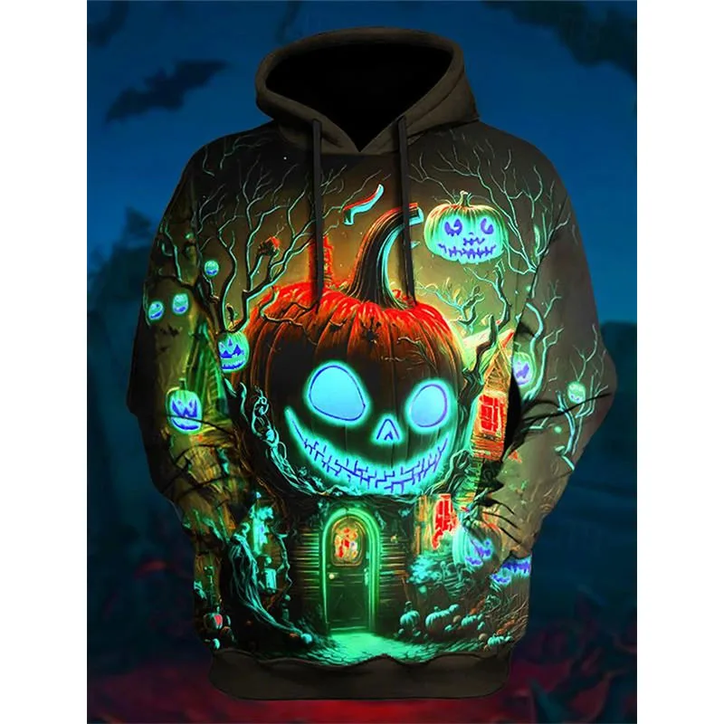 3D All Over Print Mens Halloween Pumpkin Hoodie Costume New In Pull Over Sweatshirt Foe Men Women As Gift For Halloween Holidays