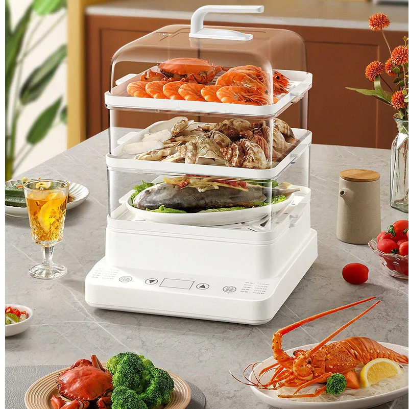 Yonsa 24L New Design Electric Food Steamers 800W 3 Three Layer Electric Steamer Cooker Pot