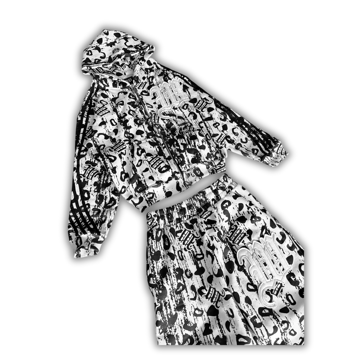 

Y2K Fashionable Graffiti Printing Hip Hop Street Men's Sets Vintage Harajuku Casual Zip Up Hoodie Comfortable Unisex Baggy Pants