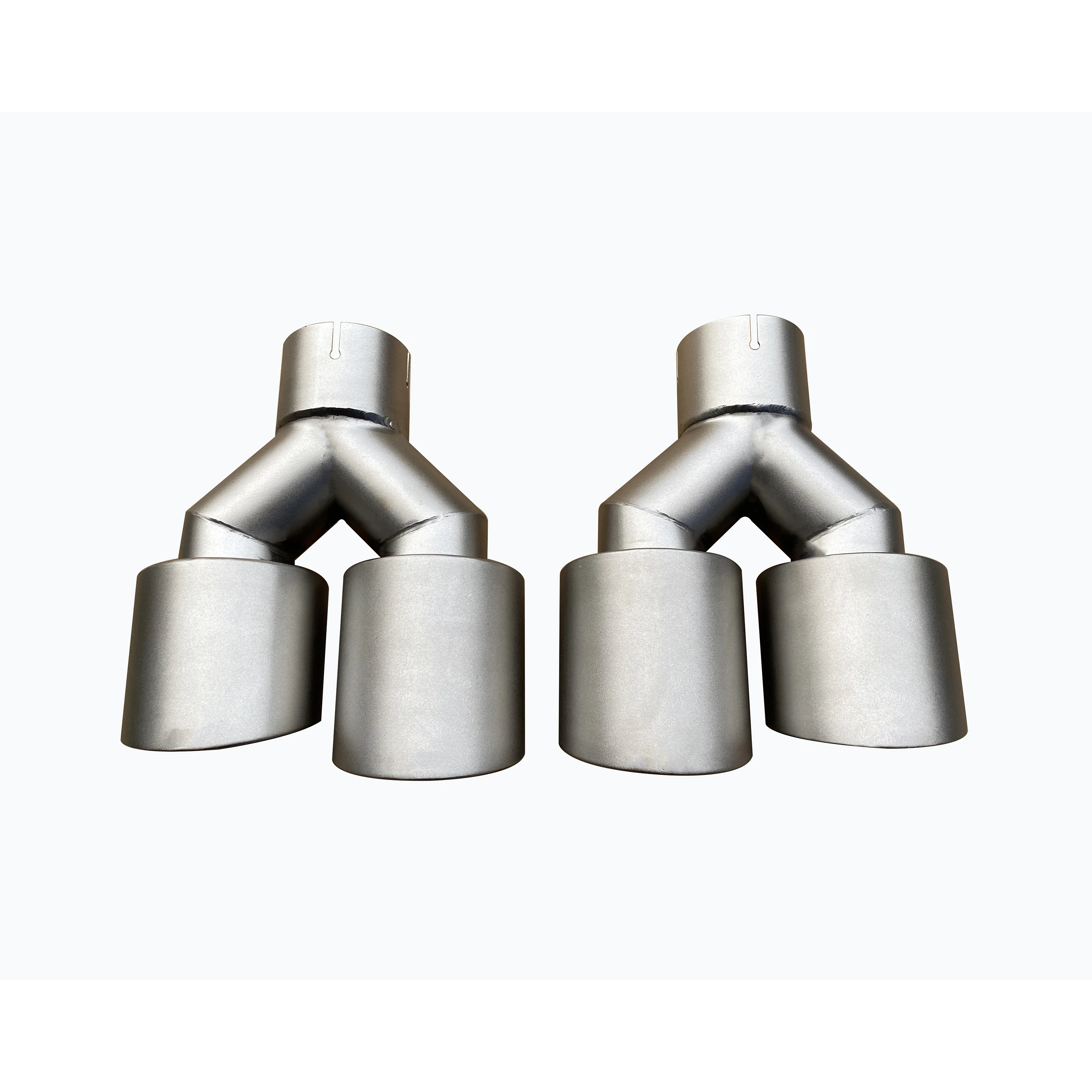 1pc. Automobile Universal Stainless Steel Muffle Silver-colored Exhaust Nozzle Double-outlet Tail Nozzle