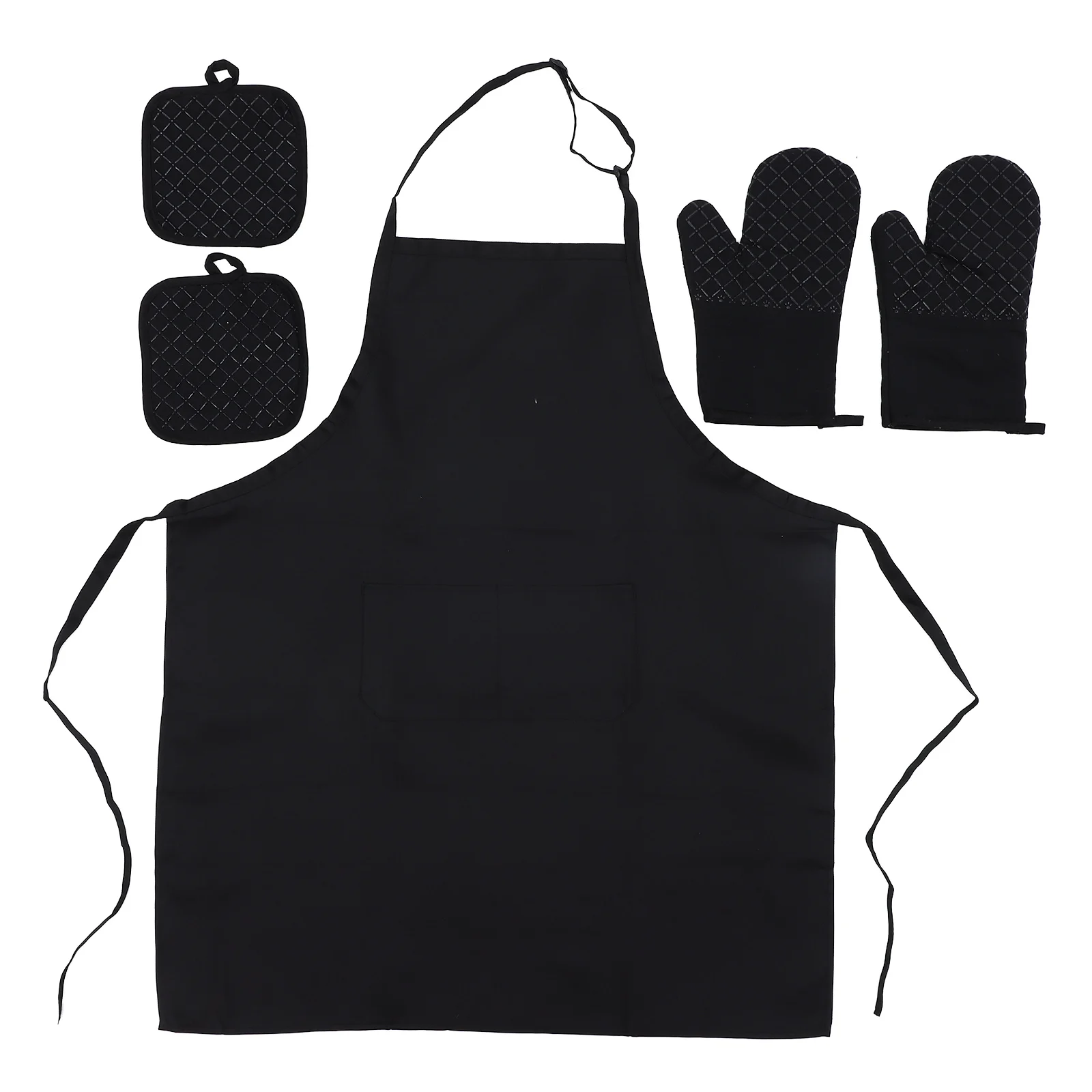 

Oven Mitts Apron Set Heat Insulation Gloves High Temp Resistance Nonslip Silicone Texture Cooking Baking Grilling Serving Pot