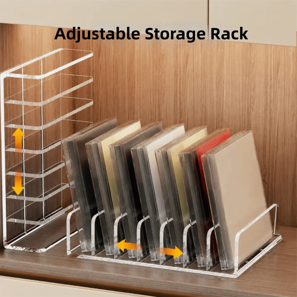 Multi-Slot Design CD Display Shelf 7 Grids Transparent Vinyl Record Album Bracket Sturdy Acrylic CD Disc Organizer Box