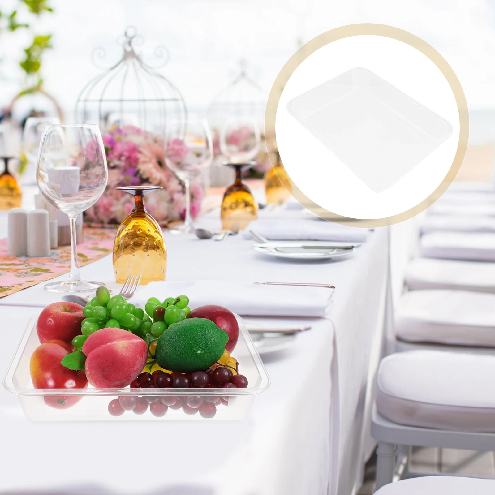 

Large Acrylic Serving Tray For Kitchen Counter Banquet Picnic Food Dessert Tea Decorative Tableware Cold Dish Plate