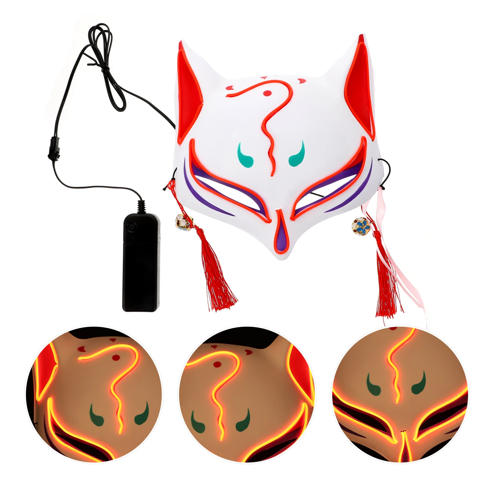 

Masquerade Masks for Couples Fox Halloween Light Party Cosplay Plastic Glow Child Costumes