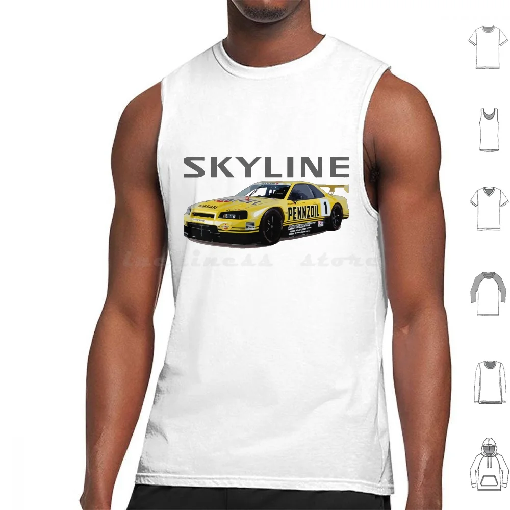 Pennzoil Skyline Gt-R Jgtc Race Car ( Bnr34 ) Tank Tops Vest Sleeveless Gtr Skyline R34 Made In Japan Gtr R35 R35 Car