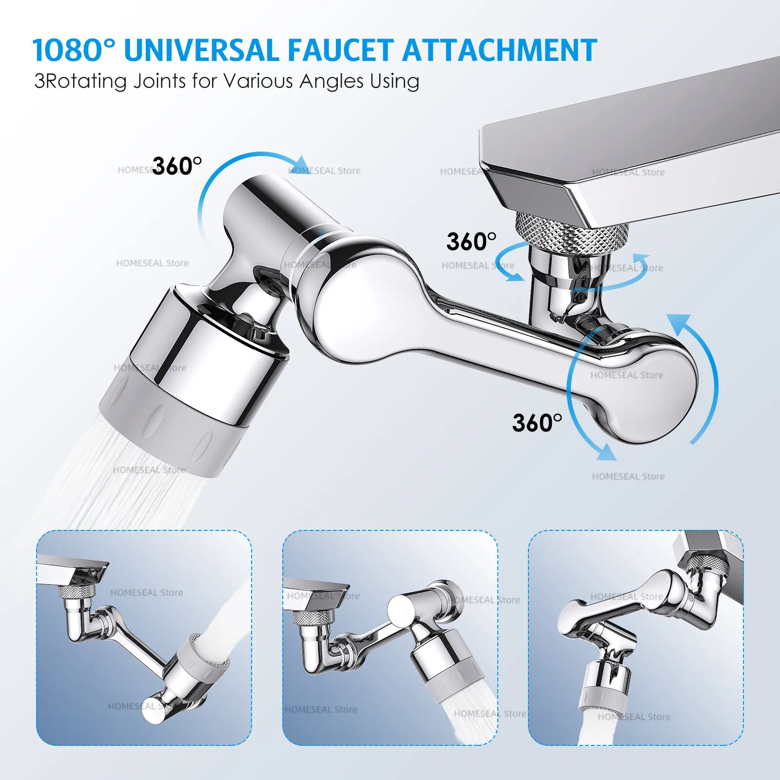 1080° Rotation Faucet Aerator Splash Dual Mode Kitchen Tap Extend Water Nozzle Faucet 22/24mm Adaptor Faucet Bubbler Robotic Arm