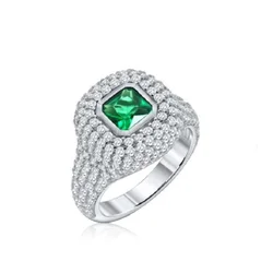 Pinky Finger Ring For Women Open #4 Micro Pave CZ Green Pink Blue Stone Geometric Square Shaped Little Finger Jewelry