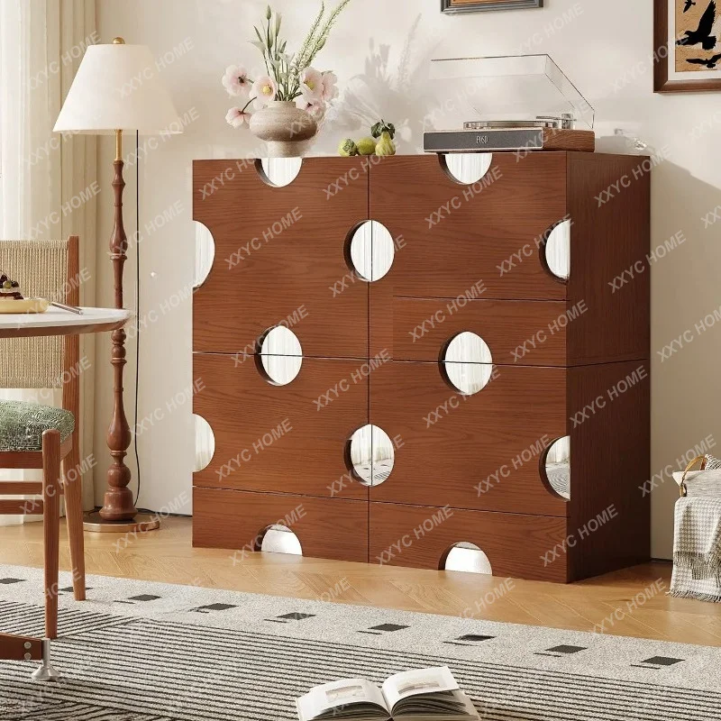 XXMedieval solid wood chest, retro living room against the wall, bedroom with locker
