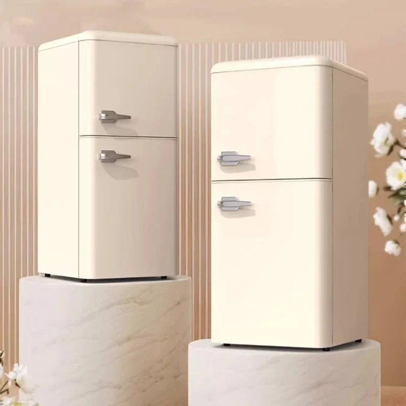 Household Retro Small and Medium Energy-saving Light Sound Refrigerator Double Door Kitchen Small Refrigerator