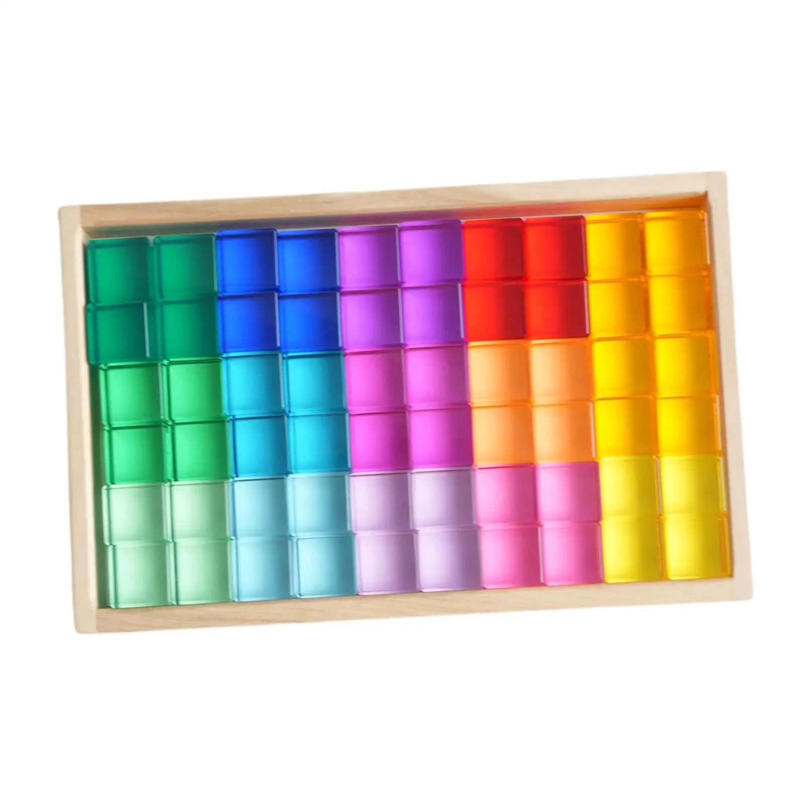 60 Stuks Regenboog Acryl Blokjes Blokken Leren Stapelen Spel Doorschijnend