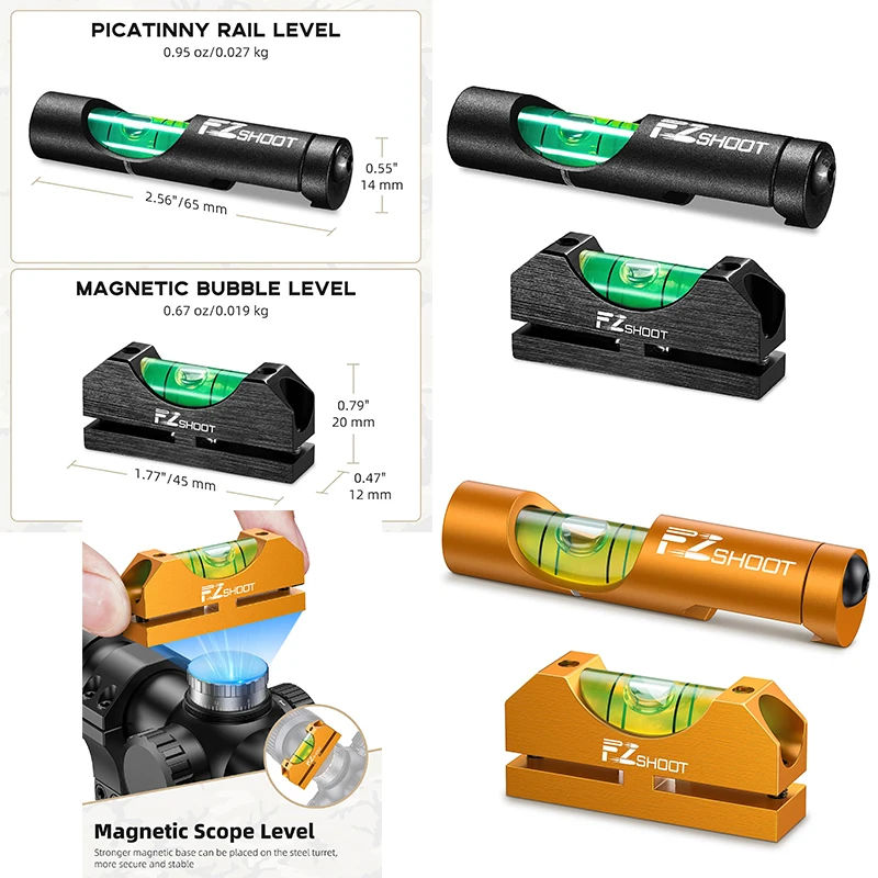 

EZshoot Scope Leveling Kit High Precision Scope Bubble Level and Universal Magnetic Optics Level Reduce Long Distance Errors