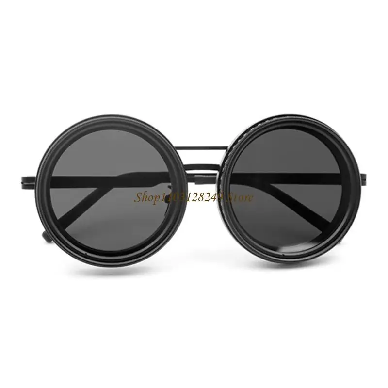 

N5KD Stylish Round Circle Steampunk Sunglasses Polarized UV for Men Women