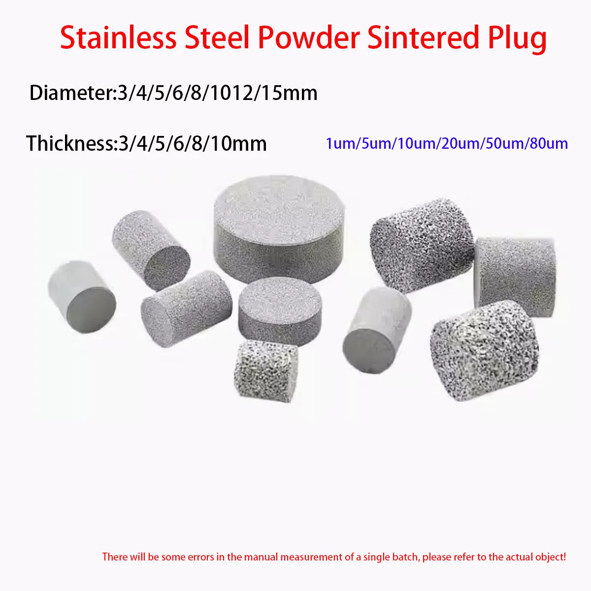 1um5um10um20um50um80um Stainless Steel Powder Sintered Filter Washer Gasket Filter Plug Fire Stop Cap