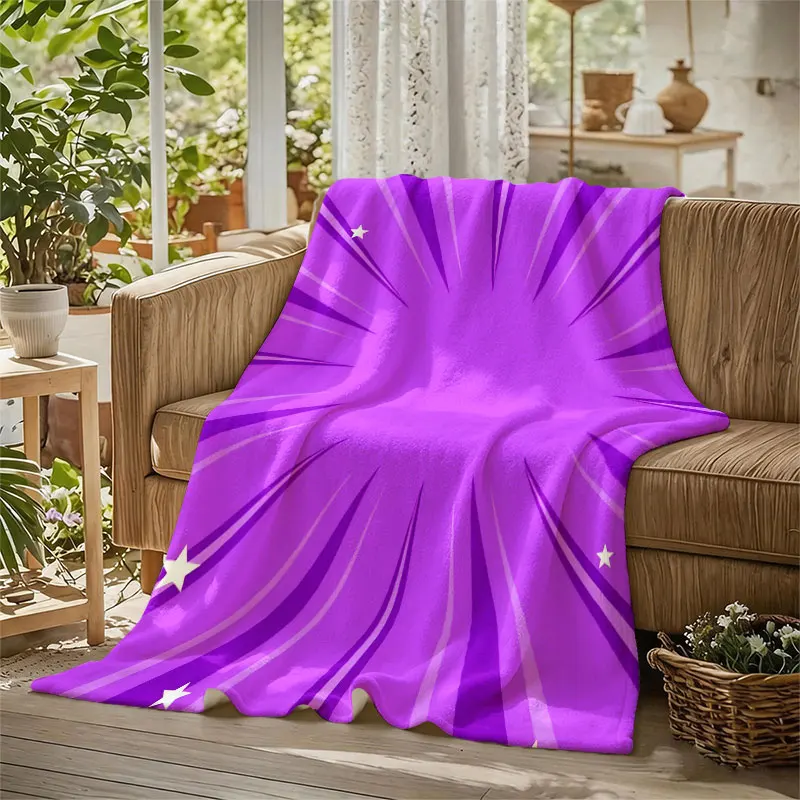 Purple Comic Burst Stars Flannel Blanket Perfect for Sofa Office Bed Travel Sleep Read Relax Camping Four Season Use