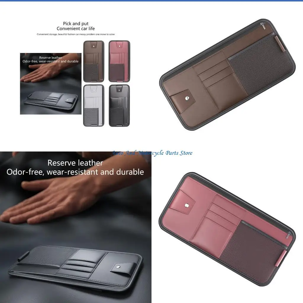 

P9FD Sunglass Holders Car Accessory PU Leather Car Organize Versatile