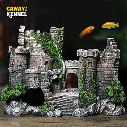 Random Color Creative Castle Shape Fish Tank Ornaments Decoration Landscaping Resin Rockery Aquarium Rockery Home Craft Ornament