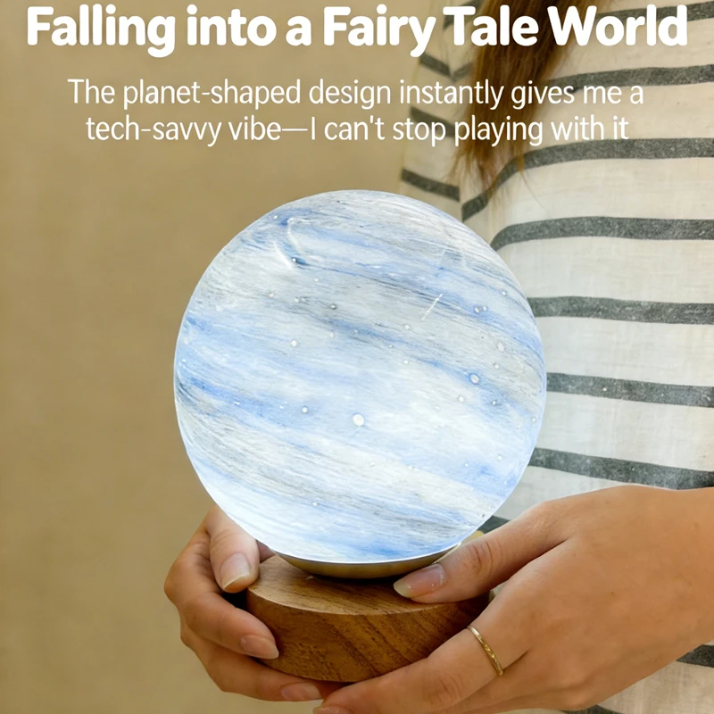 Planet Table Lamp Bauhaus Style Silver Base Planet Table Lamp Dopamine Ins Style Dreamy Starry Sky Moon Bedroom Bedside Desk