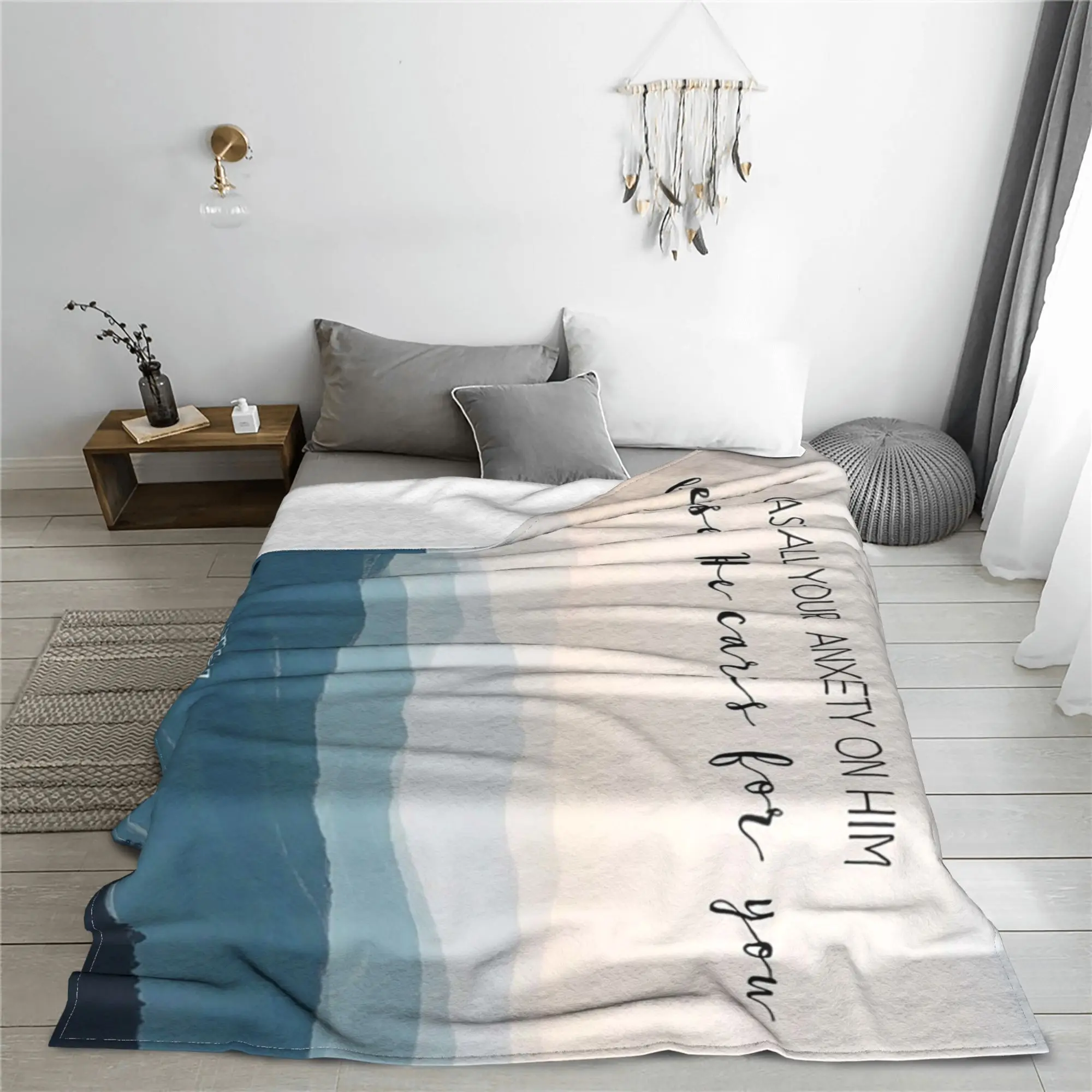 

Christian Bible Verse Quote - Anxi Blanket Portable Flannel Sofa Throw Blanket for Home Bedroom Office Throws Bedspread Quilt