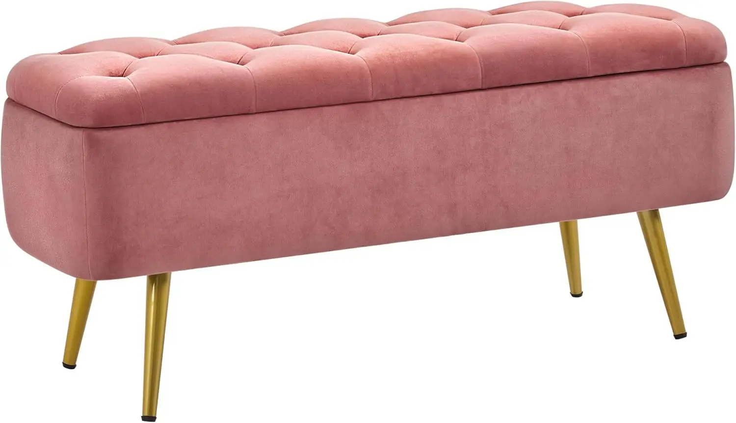 Ottoman with Storage, Velvet Entryway Bench with Safety Hinge, Upholstered Bench with Seating for Bedroom, Living Room