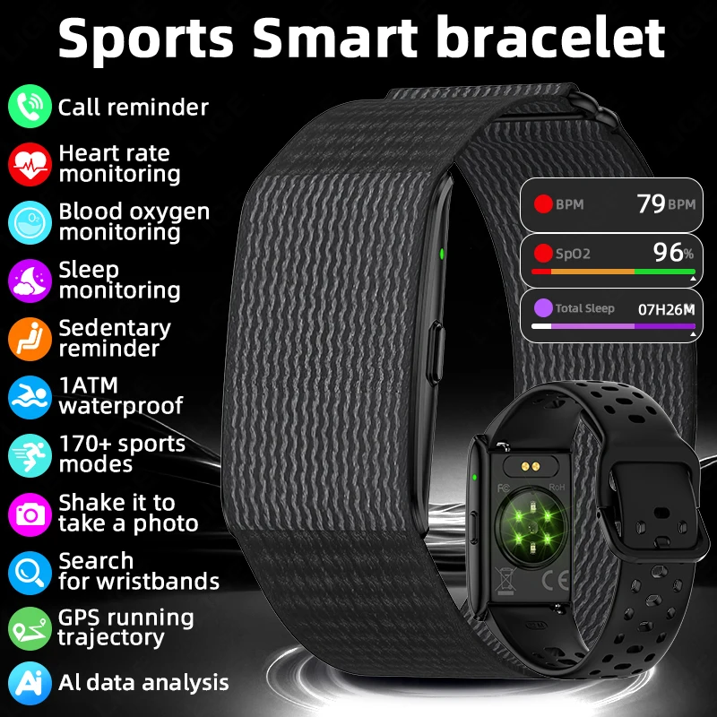 New GPS Trajectory AI Health Bracelet Heart Rate Blood Pressure HRV Monitor Call Reminder Smart Watch Sport Band Fitness Tracker