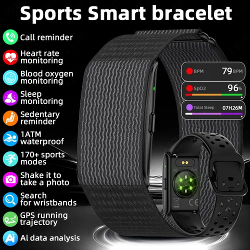 Nueva trayectoria GPS AI pulsera de salud ritmo cardíaco presión arterial HRV Monitor recordatorio de llamadas reloj inteligente banda deportiva rastreador de Fitness