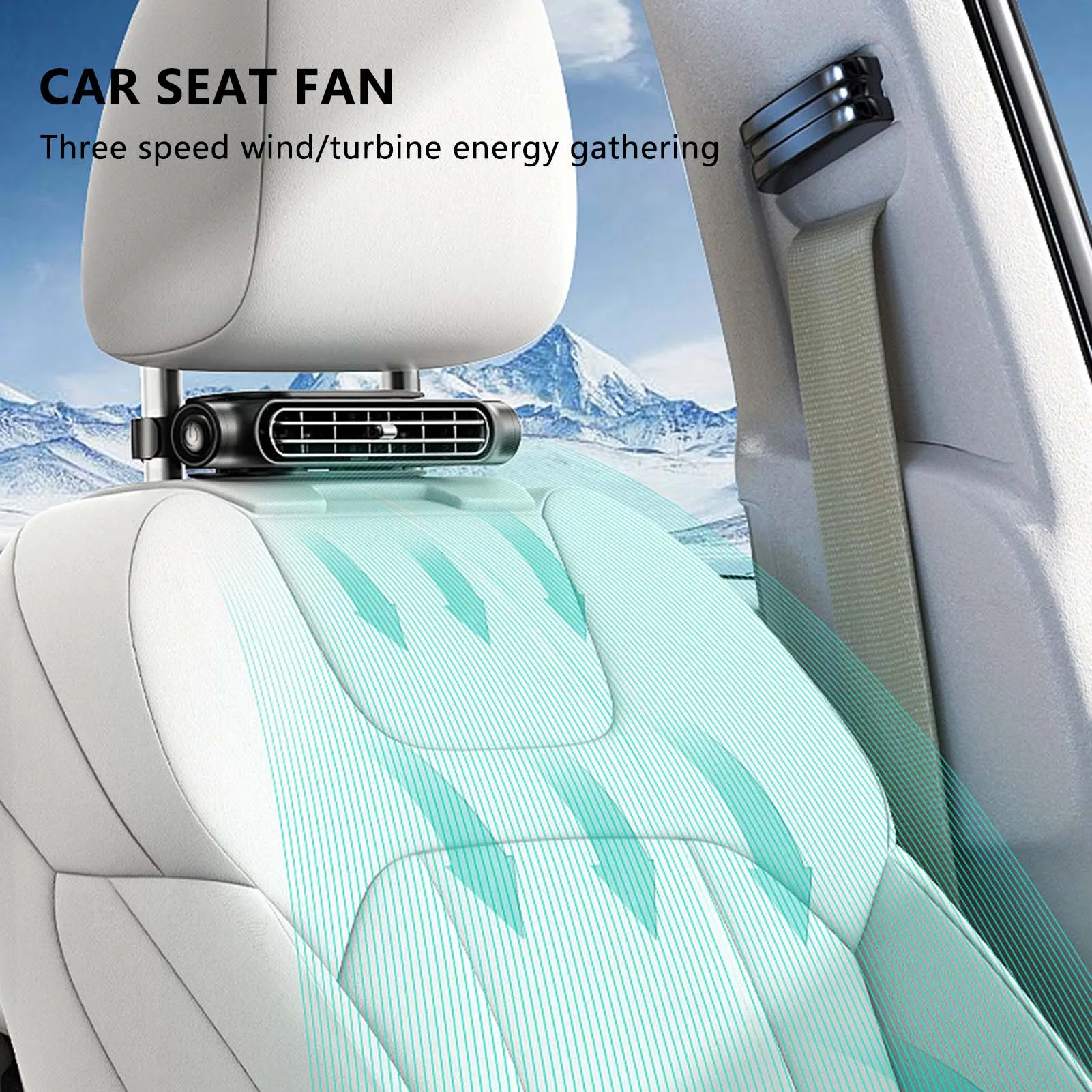 Portable Car Seat Cooling Fans Convenient to Carry USB Front Rear Vehicle Fan Suitable for Sedans SUV RV Truck