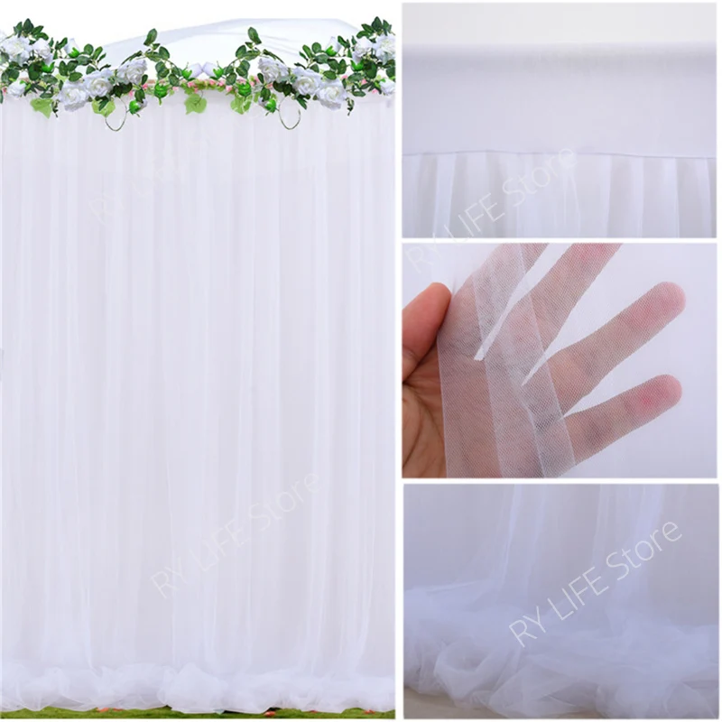 Event Birthday Drapery Backdrop Curtain Thicken Double Layer Curtain Wedding Tulle Draping Curtain Wedding Party Drape Sheer