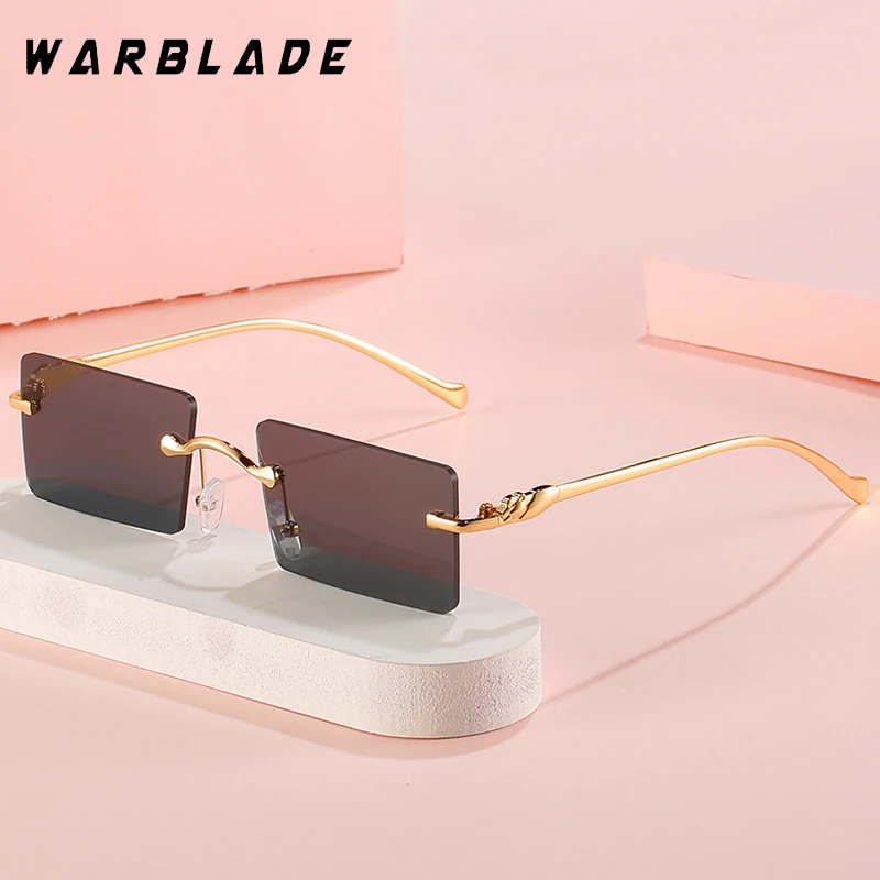 

Luxury Square Rimlesss Metal Leg Women Sunglasses Trending Design Men Sunglass Outdoor Drive Summer Travel Female Eyewear UV400