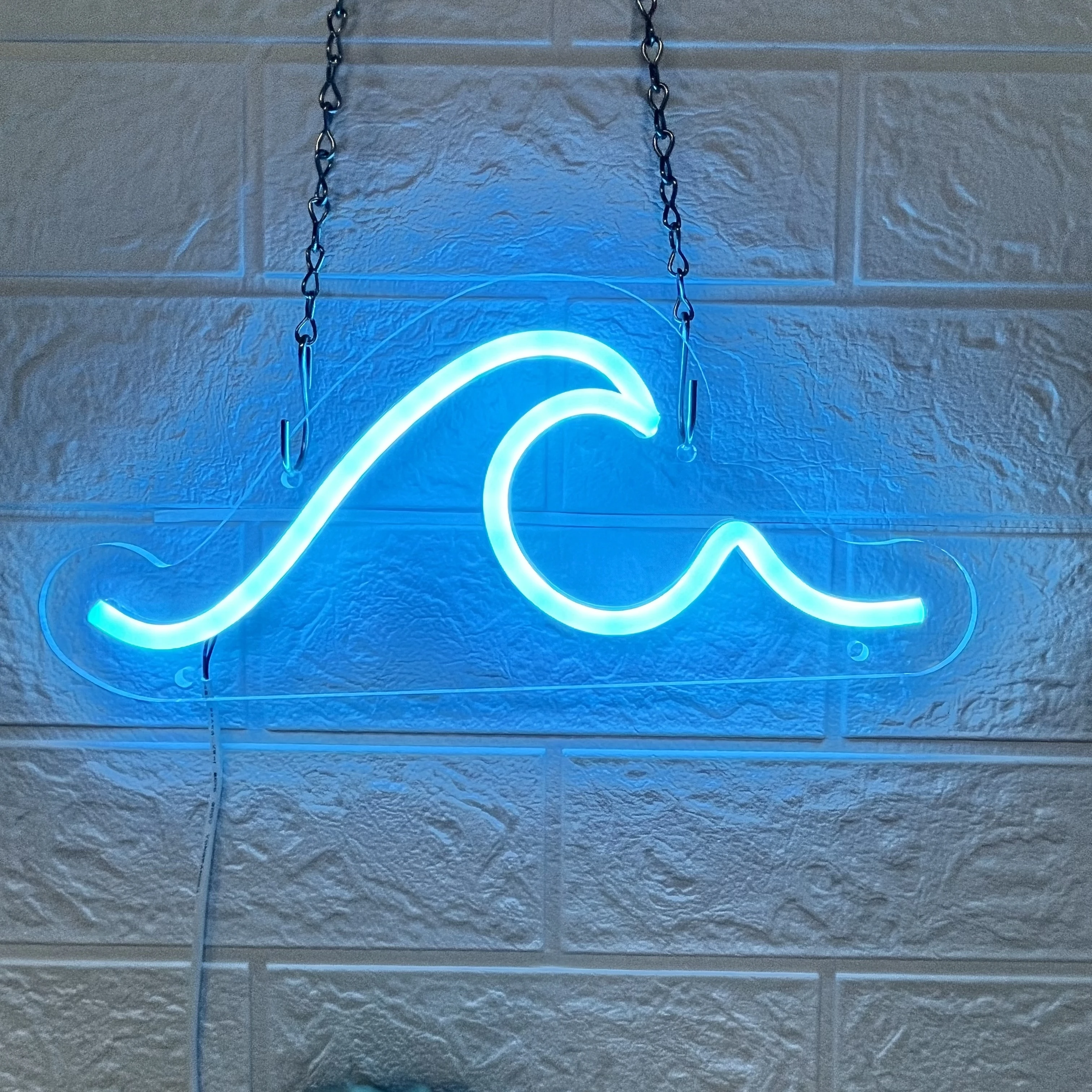 Wall Decor Neon Wave Sign Night Lights Led Wave Sign Ocean Neon Sign for Living Room Bedroom Office Bar Party Christmas Gift