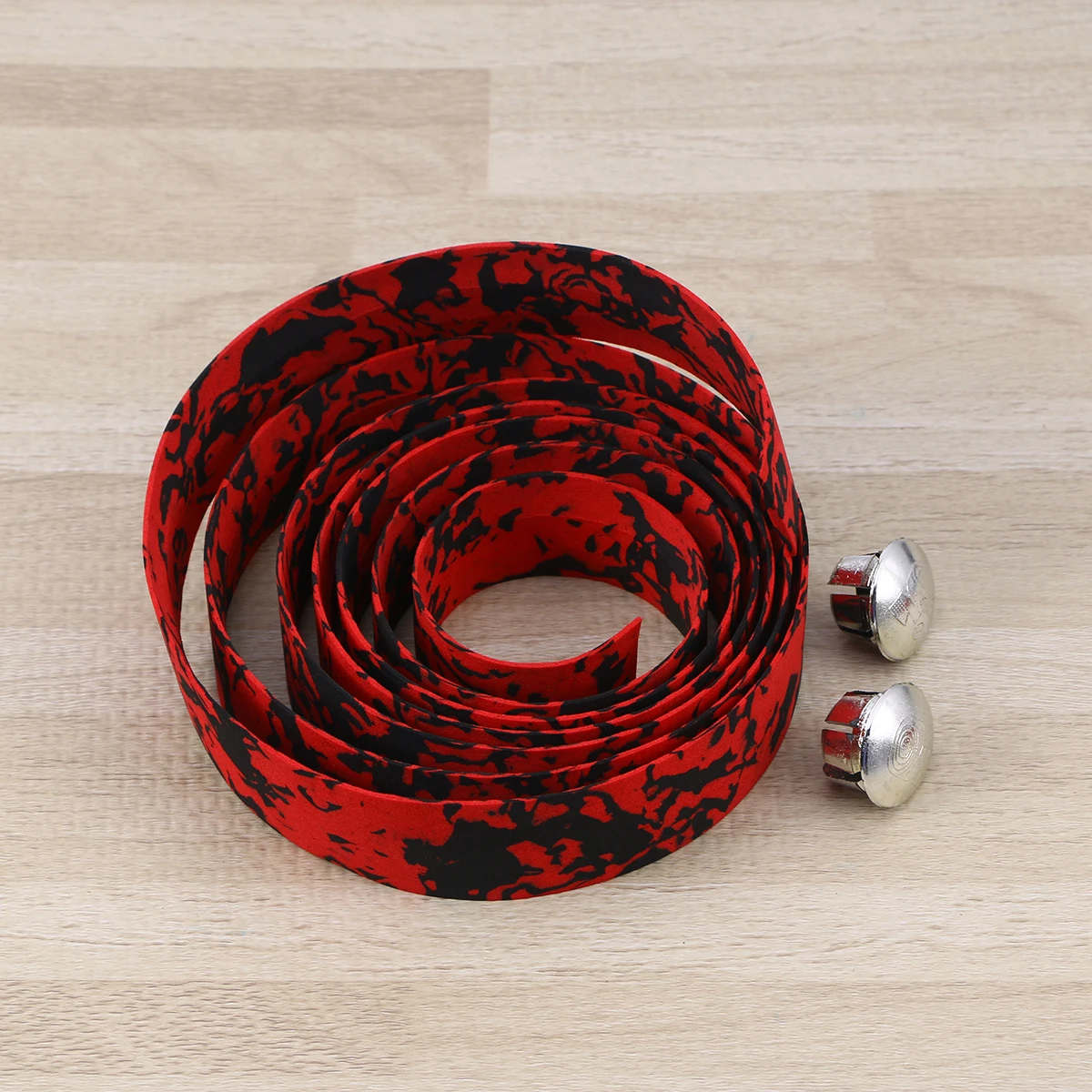 2Pairs PU Handlebar Tape Camouflage Red Black Soft Lightweight Bike Grip Bandage for Mountain Cycling Protect Hands