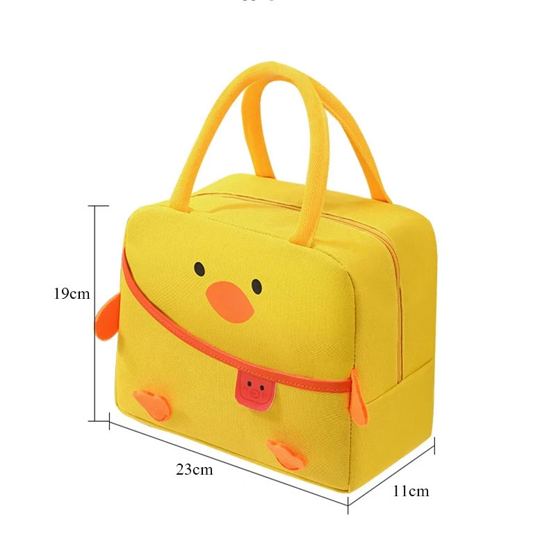 New Cartoon Lunch Bag Women Kawaii Duck Thick Thermal Food Storage Bags bambini borse per alimenti isolate di grande capacità