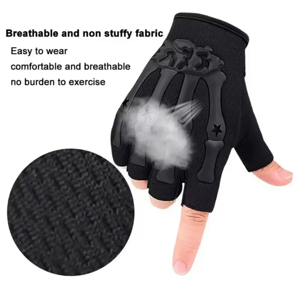 Polyester Spandex Rubber Motorcycle Riding Gloves Breathable Wear-resistant Half Finger Mittens Black Grey Khaki Nonslip