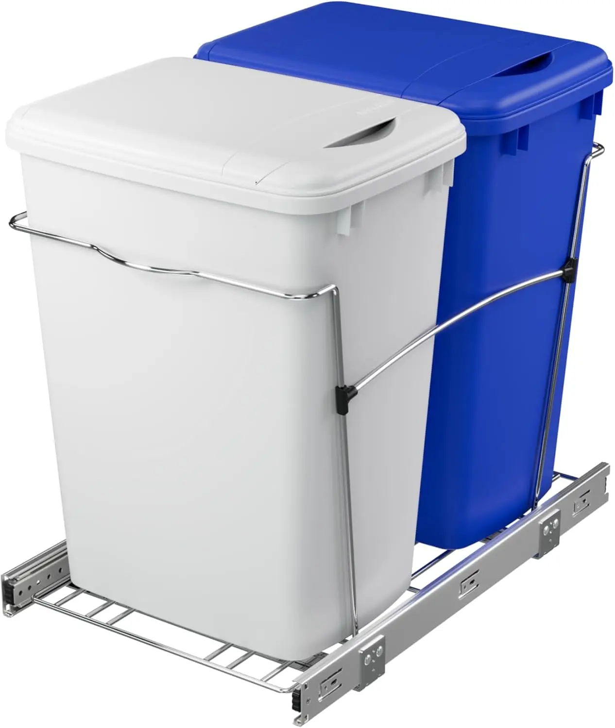 Cubo de basura y reciclaje extraíble de doble extensión completa para gabinete de cocina