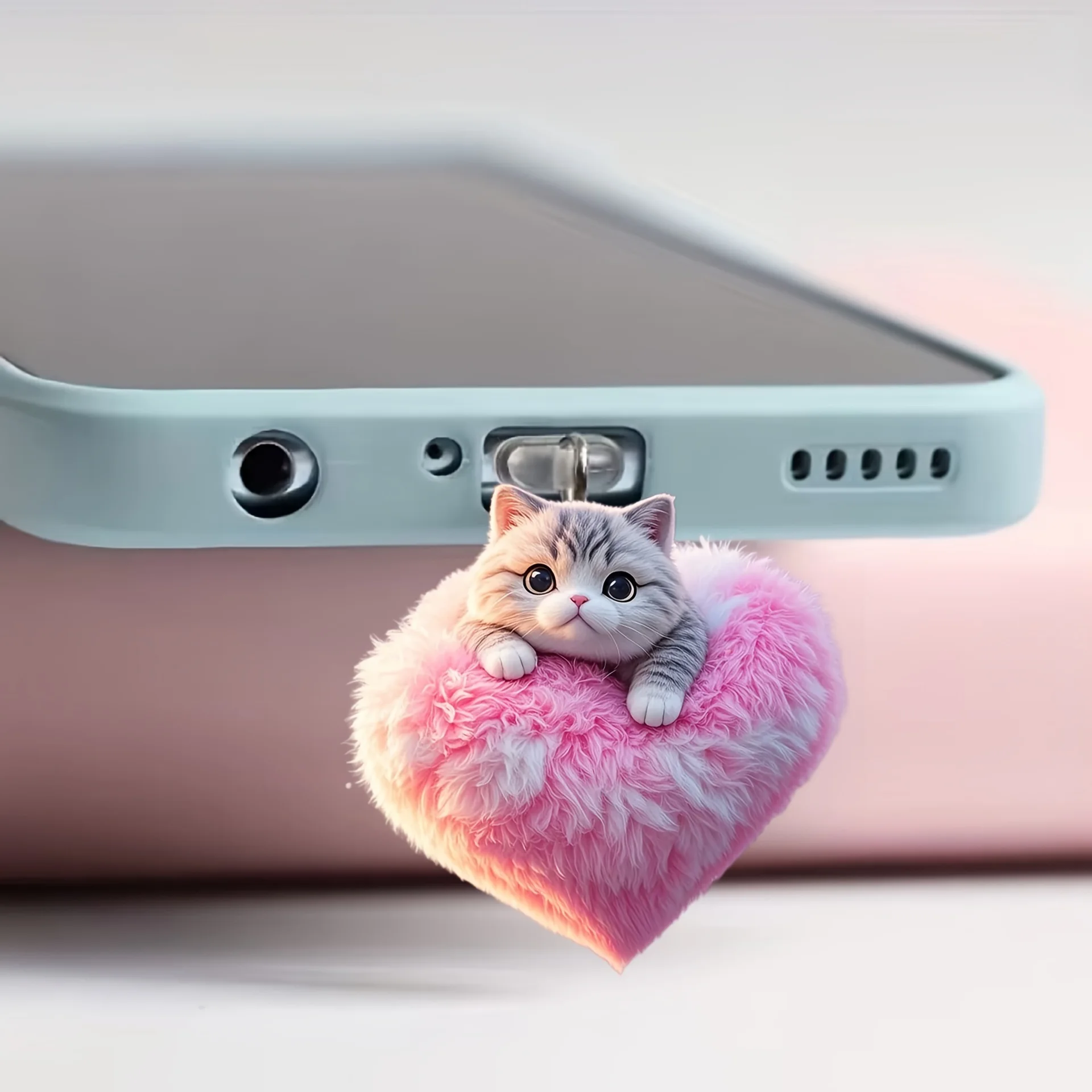 2D Cute Love Cat Phone Dustproof Plug for IPhone Type-c Anime 2D Plane Type C Android Charging Port Dustplugs Ornaments Gifts
