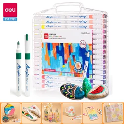 Deli 64 Colors Acrylic Paint Marker Pen Acrylic Marker Set Plumones Rotuladores Poster Pen Back to School Gift for Kids