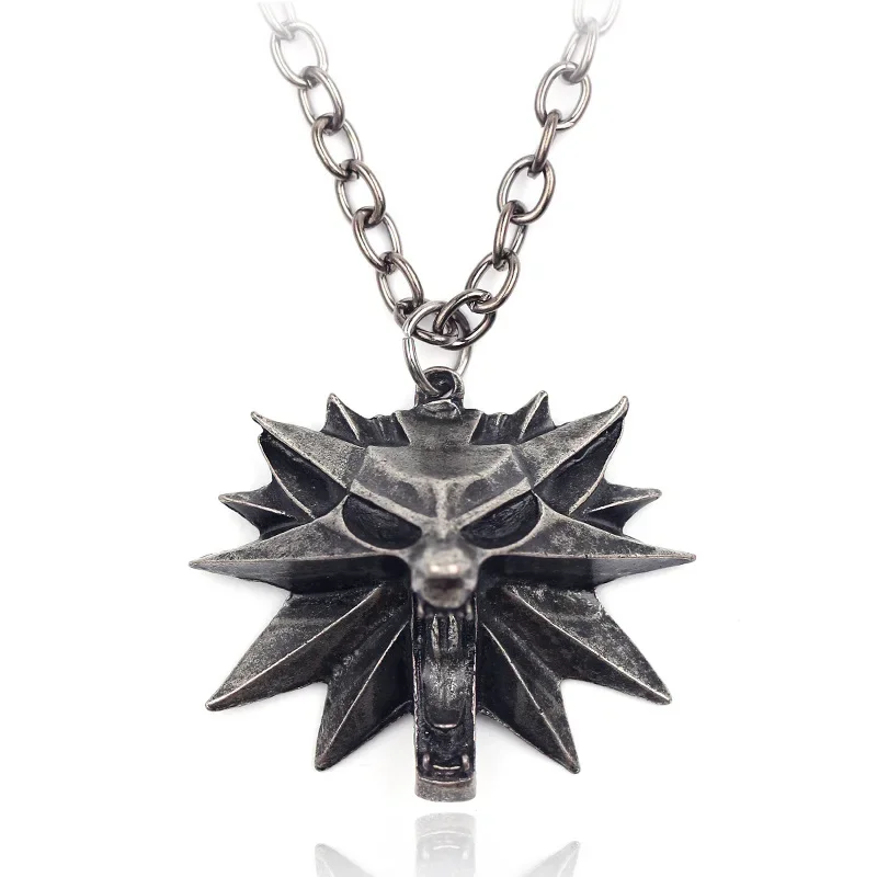 Witcher Punk Wolf Head Men Necklace Hip Hop Punk Jewelry Geralt of Rivia Slavic Viking Necklaces Pendants Gift