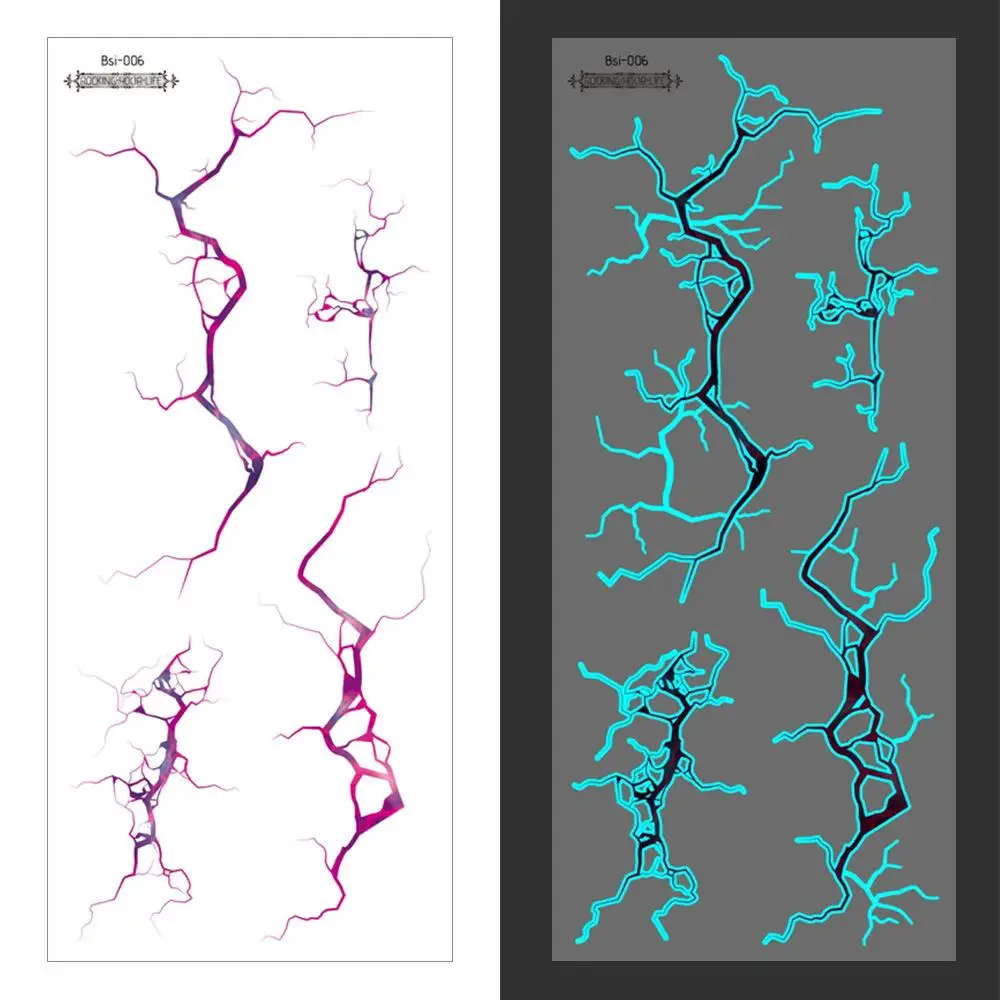 2025 ليلة ضوء فتاة مجموعة نمط الوشم ملصق خلية ملصقات محاكاة سفينة الوشم مضيئة ملصق الدم C8D5