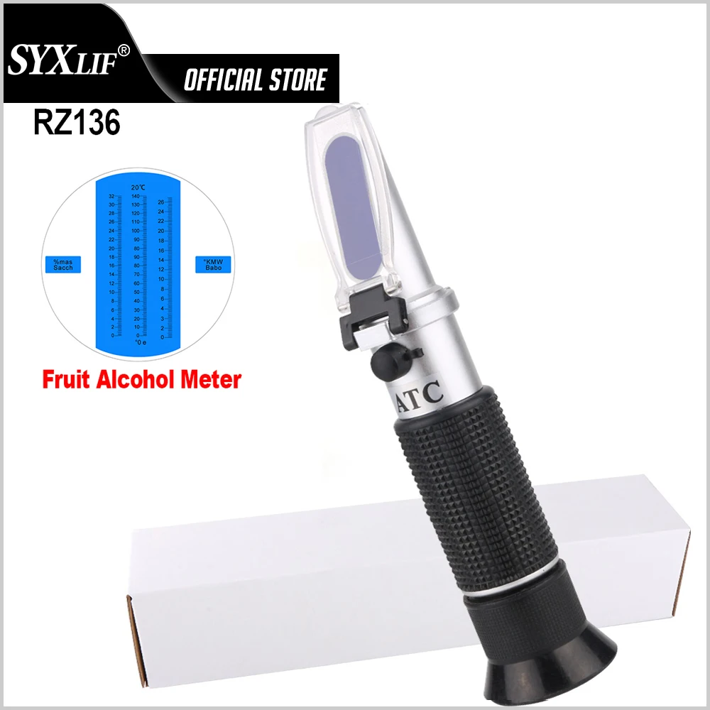 SYXLIF Brix Refractometer Fruit Wine Meter Brix Fruit Juice Beer Wine Drinks Brix Tester Suger Meter Brix 0~32% Alcohol 0~26%