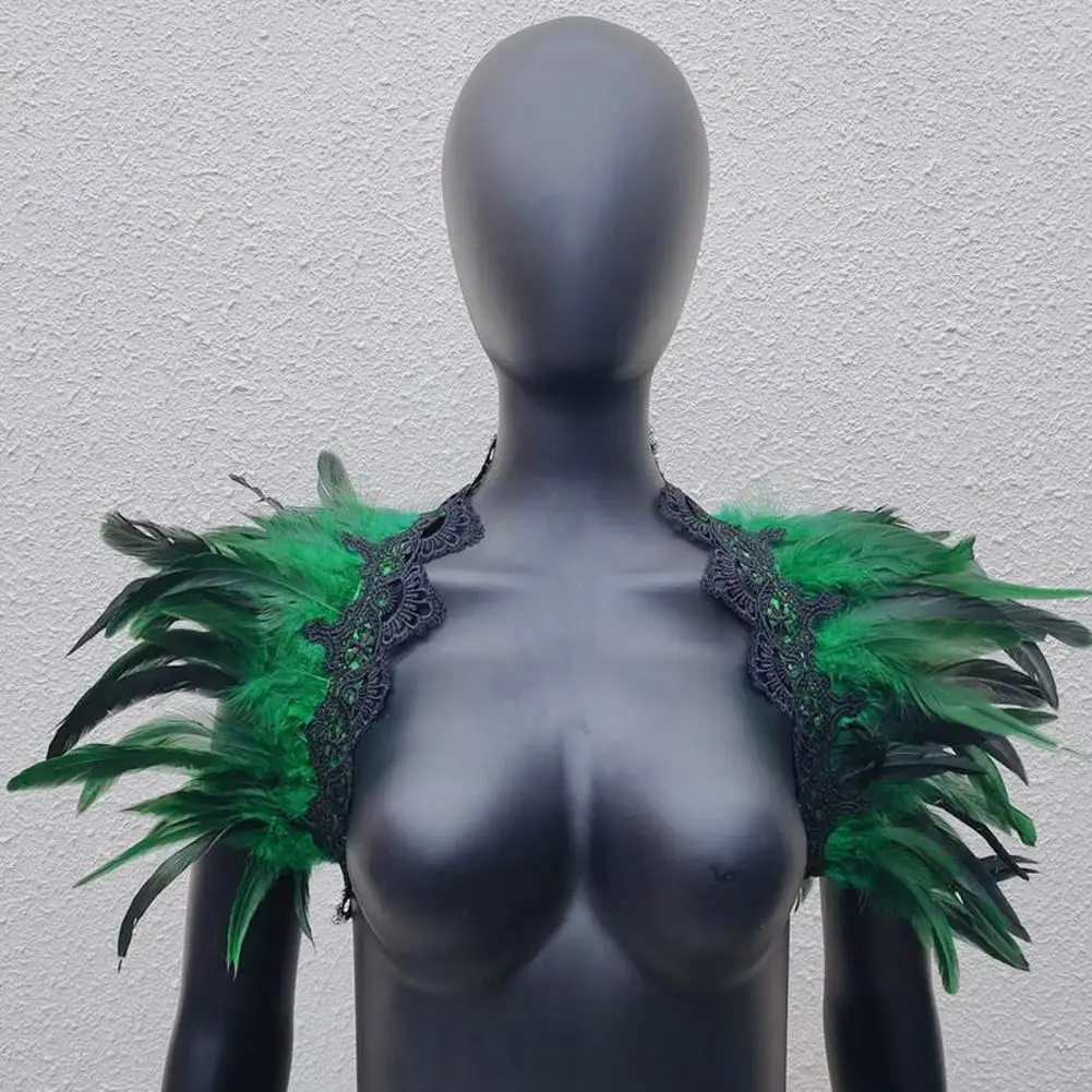 Chal de plumas gótico Punk, capa de plumas, chal de plumas naturales, disfraz de espectáculo escénico para Halloween para mujer