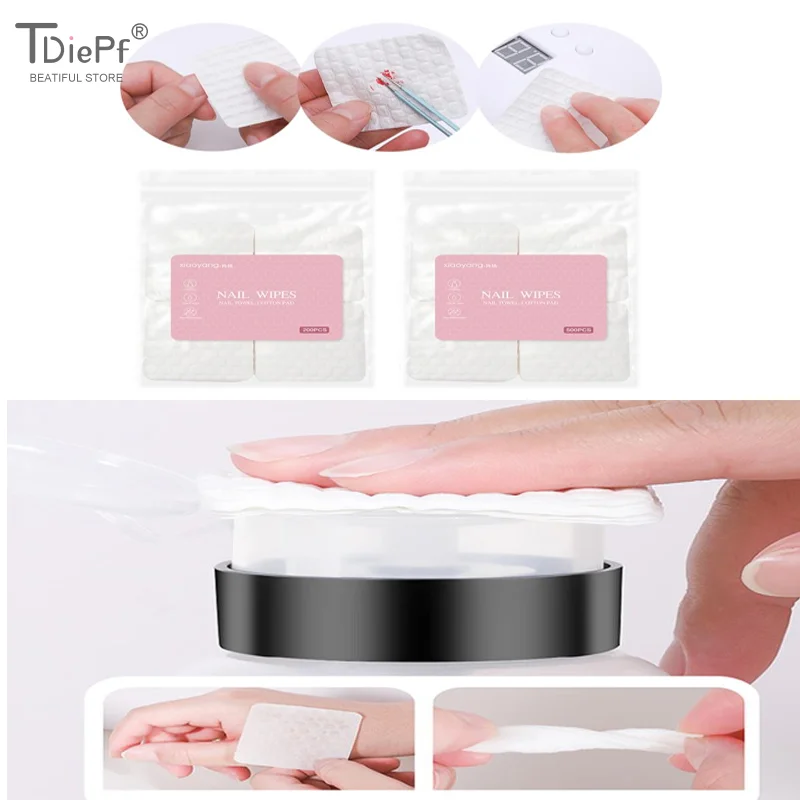 200/500 Pcs Nail Cotton Polish Remover Gel Clean Manicure Napkins Pedicure Lint-Free Wipes Cleaner Paper Pads Manicure Tool